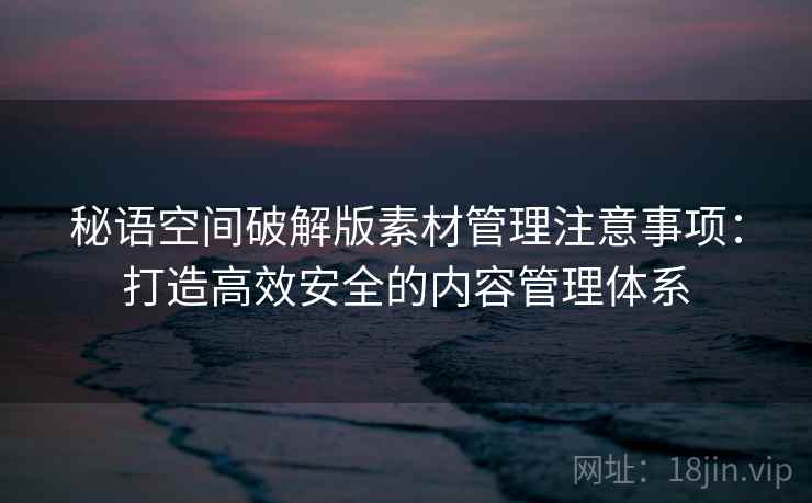 秘语空间破解版素材管理注意事项：打造高效安全的内容管理体系